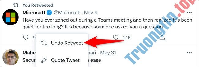 Cách&nbsp;xóa&nbsp;một&nbsp;retweet&nbsp;trên&nbsp;Twitter