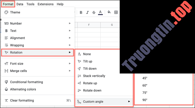 Cách&nbsp;xoay&nbsp;văn&nbsp;bản&nbsp;trong&nbsp;Google&nbsp;Sheets