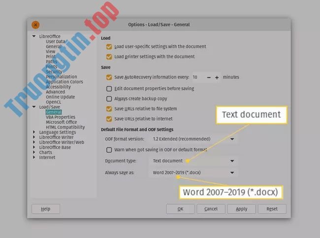 Cách lưu file LibreOffice ở định dạng Microsoft Office