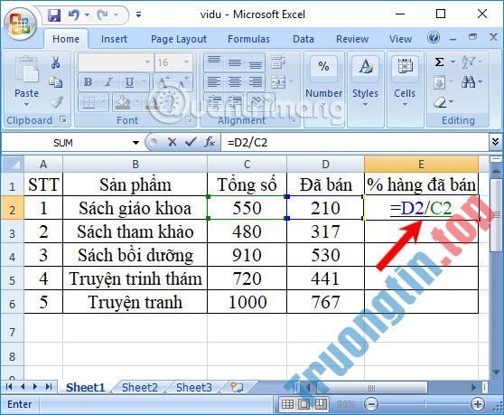 Cách&nbsp;tính&nbsp;phần&nbsp;trăm&nbsp;trong&nbsp;Excel