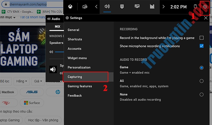 Instructions for recording laptop screen directly or using software