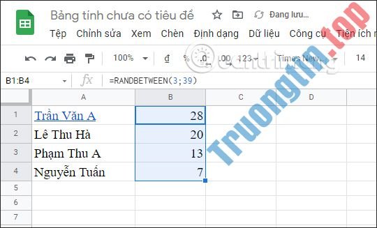 Cách&nbsp;tạo&nbsp;số&nbsp;ngẫu&nbsp;nhiên&nbsp;trong&nbsp;Google&nbsp;Sheets