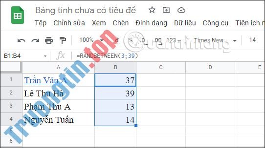 Cách&nbsp;tạo&nbsp;số&nbsp;ngẫu&nbsp;nhiên&nbsp;trong&nbsp;Google&nbsp;Sheets