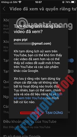 Cách&nbsp;tắt&nbsp;lưu&nbsp;video&nbsp;YouTube&nbsp;đã&nbsp;xem