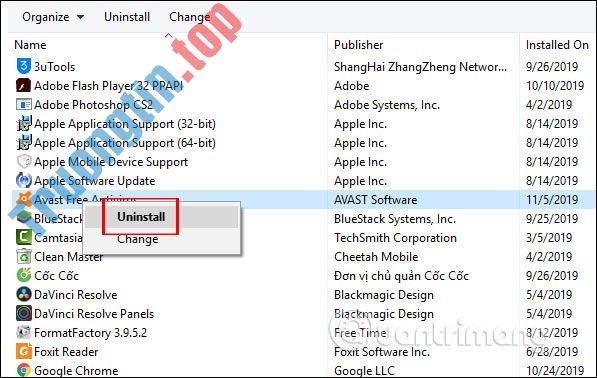Cách&nbsp;gỡ&nbsp;Avast&nbsp;Free&nbsp;Antivirus&nbsp;trên&nbsp;máy&nbsp;tính