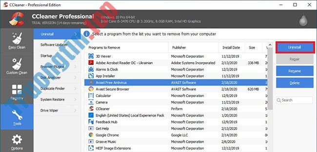 Cách gỡ Avast Free Antivirus trên máy tính 8 Cách gỡ Avast Free Antivirus trên máy tính