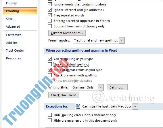 Cách&nbsp;tắt&nbsp;kiểm&nbsp;tra&nbsp;chính&nbsp;tả&nbsp;trong&nbsp;Word