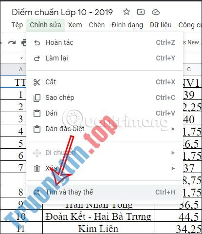 Cách&nbsp;thay&nbsp;thế&nbsp;từ&nbsp;trong&nbsp;Google&nbsp;Sheets