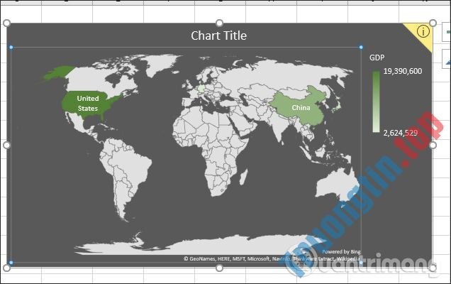 Cách vẽ biểu đồ bản đồ trên Excel