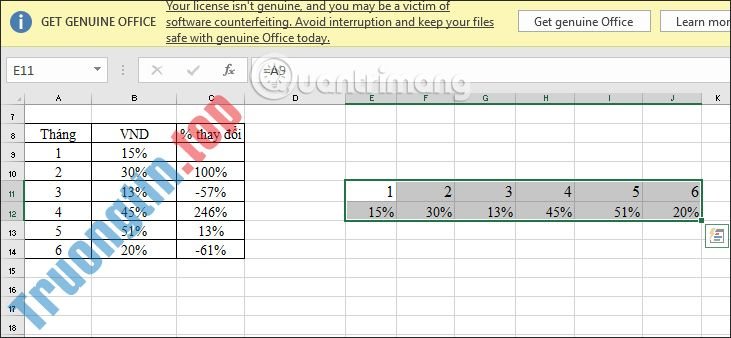 Cách&nbsp;chuyển&nbsp;cột&nbsp;thành&nbsp;hàng,&nbsp;hàng&nbsp;thành&nbsp;cột&nbsp;trong&nbsp;Excel