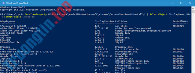Cách&nbsp;tạo&nbsp;danh&nbsp;sách&nbsp;các&nbsp;chương&nbsp;trình&nbsp;cài&nbsp;đặt&nbsp;trên&nbsp;Windows
