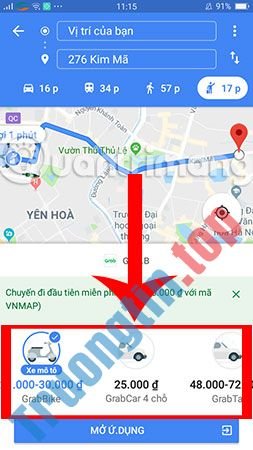 Hướng&nbsp;dẫn&nbsp;đặt&nbsp;xe Grab&nbsp;trên Google&nbsp;Maps