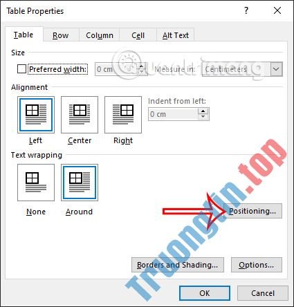 Cách&nbsp;chỉnh&nbsp;văn&nbsp;bản&nbsp;bao&nbsp;quanh&nbsp;bảng&nbsp;Word