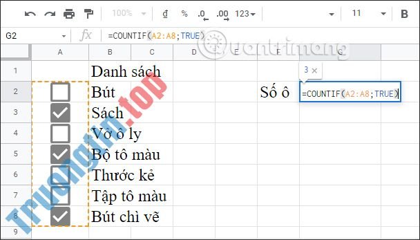Cách&nbsp;đếm&nbsp;ô&nbsp;checkbox&nbsp;trong&nbsp;Google&nbsp;Sheets