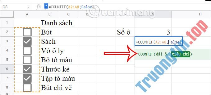 Cách&nbsp;đếm&nbsp;ô&nbsp;checkbox&nbsp;trong&nbsp;Google&nbsp;Sheets