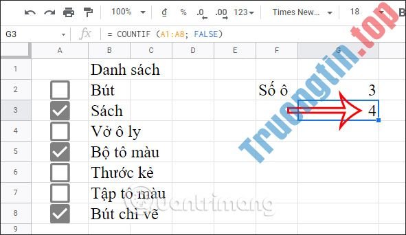 Cách&nbsp;đếm&nbsp;ô&nbsp;checkbox&nbsp;trong&nbsp;Google&nbsp;Sheets