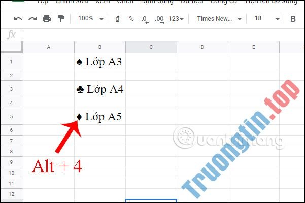 Cách&nbsp;thêm&nbsp;bullet&nbsp;trong&nbsp;Google&nbsp;Sheets