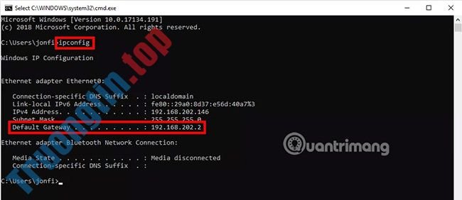 Cách&nbsp;tìm&nbsp;địa&nbsp;chỉ&nbsp;IP&nbsp;cổng&nbsp;mặc&nbsp;định