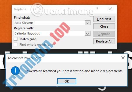 Sử dụng tính năng Find & Replace trong PowerPoint 2016