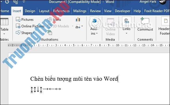 Cách&nbsp;chèn,&nbsp;viết&nbsp;biểu&nbsp;tượng&nbsp;mũi&nbsp;tên&nbsp;(↑↓←↕↔→↘↗↙↖)&nbsp;trong&nbsp;Word