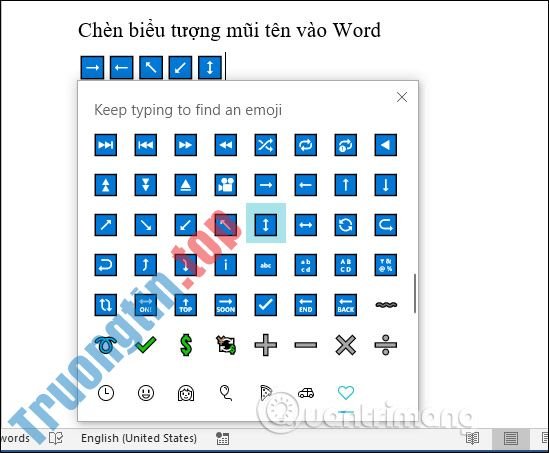 Cách&nbsp;chèn,&nbsp;viết&nbsp;biểu&nbsp;tượng&nbsp;mũi&nbsp;tên&nbsp;(↑↓←↕↔→↘↗↙↖)&nbsp;trong&nbsp;Word