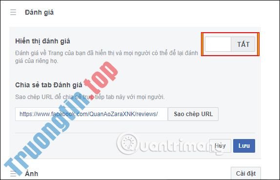 Cách&nbsp;xóa&nbsp;đánh&nbsp;giá&nbsp;Fanpage&nbsp;Facebook