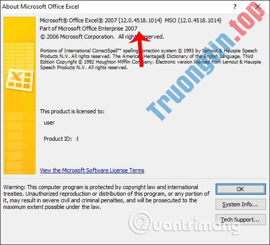 Cách&nbsp;kiểm&nbsp;tra&nbsp;phiên&nbsp;bản&nbsp;Excel&nbsp;đang&nbsp;sử&nbsp;dụng