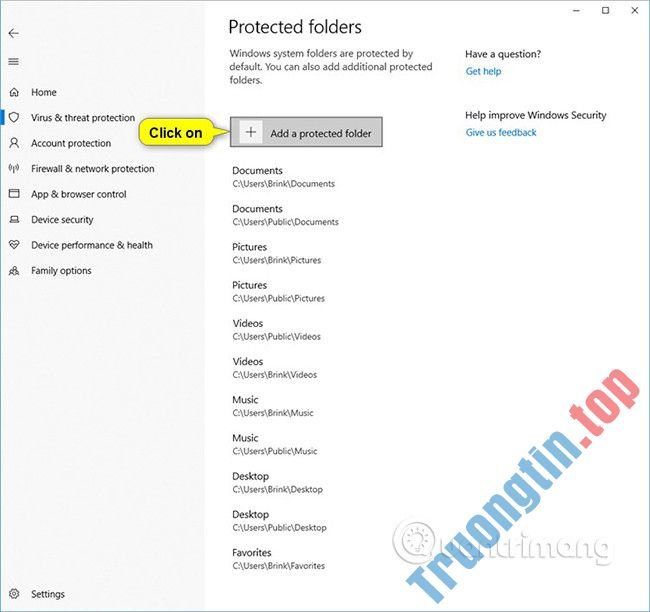 Cách&nbsp;thêm&nbsp;hoặc&nbsp;loại&nbsp;bỏ&nbsp;thư&nbsp;mục&nbsp;được&nbsp;bảo&nbsp;vệ&nbsp;trong&nbsp;Controlled&nbsp;Folder&nbsp;Access&nbsp;trên&nbsp;Windows&nbsp;10