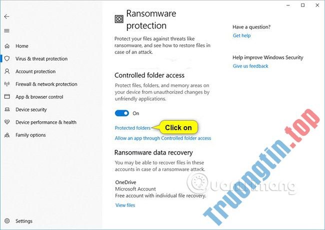 Cách&nbsp;thêm&nbsp;hoặc&nbsp;loại&nbsp;bỏ&nbsp;thư&nbsp;mục&nbsp;được&nbsp;bảo&nbsp;vệ&nbsp;trong&nbsp;Controlled&nbsp;Folder&nbsp;Access&nbsp;trên&nbsp;Windows&nbsp;10