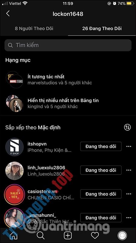 Cách&nbsp;xem&nbsp;tài&nbsp;khoản&nbsp;Instagram&nbsp;bạn&nbsp;ít&nbsp;tương&nbsp;tác