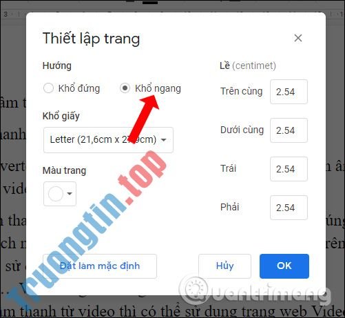 Cách&nbsp;đổi&nbsp;hướng&nbsp;trang&nbsp;trên&nbsp;Google&nbsp;Docs