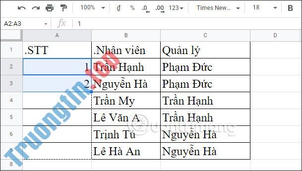 Cách&nbsp;đánh&nbsp;số&nbsp;thứ&nbsp;tự&nbsp;trong&nbsp;Google&nbsp;Sheets&nbsp;siêu&nbsp;nhanh