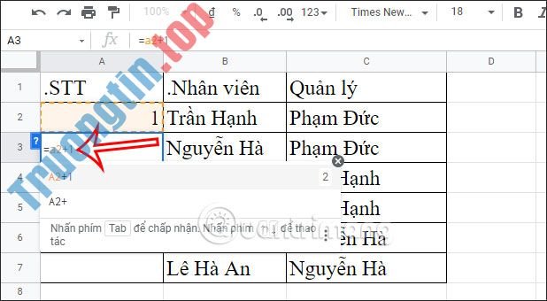 Cách&nbsp;đánh&nbsp;số&nbsp;thứ&nbsp;tự&nbsp;trong&nbsp;Google&nbsp;Sheets&nbsp;siêu&nbsp;nhanh