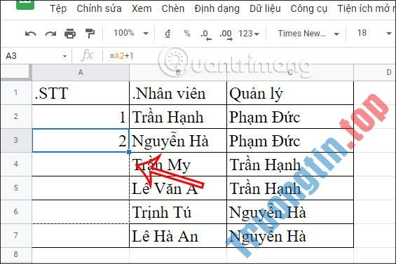 Cách&nbsp;đánh&nbsp;số&nbsp;thứ&nbsp;tự&nbsp;trong&nbsp;Google&nbsp;Sheets&nbsp;siêu&nbsp;nhanh