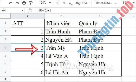 Cách&nbsp;đánh&nbsp;số&nbsp;thứ&nbsp;tự&nbsp;trong&nbsp;Google&nbsp;Sheets&nbsp;siêu&nbsp;nhanh