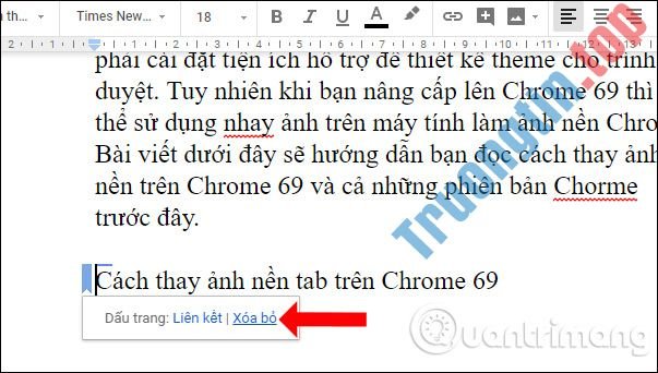 Cách tạo bookmark trên Google Docs