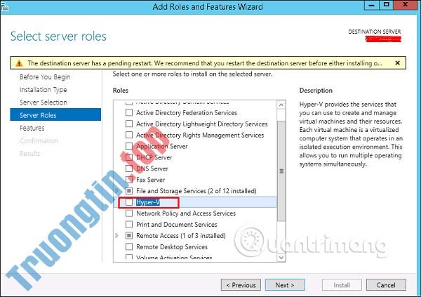 Cách cài đặt Hyper-V trong Windows Server 2012