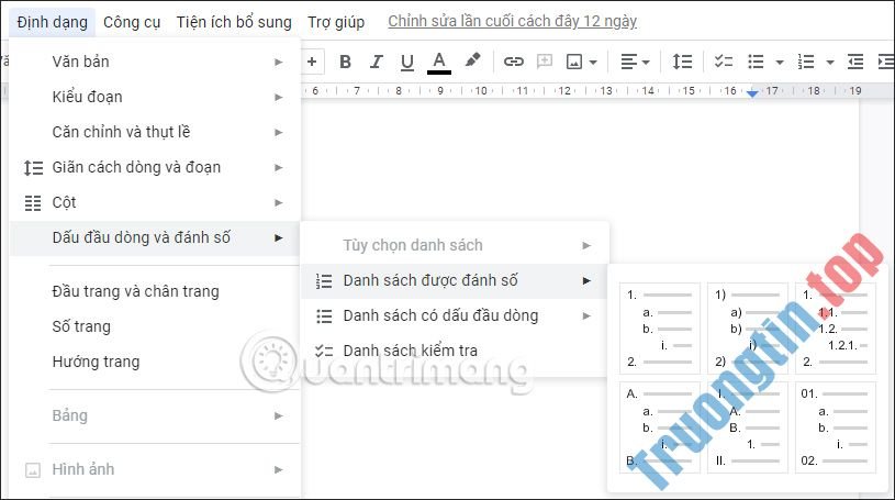 Cách&nbsp;chèn&nbsp;tiền&nbsp;tố&nbsp;và&nbsp;hậu&nbsp;tố&nbsp;vào&nbsp;list&nbsp;Google&nbsp;Docs