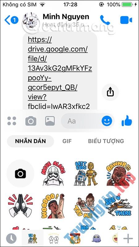 Cách&nbsp;chèn&nbsp;hiệu&nbsp;ứng&nbsp;Star&nbsp;Wars&nbsp;trong&nbsp;Messenger