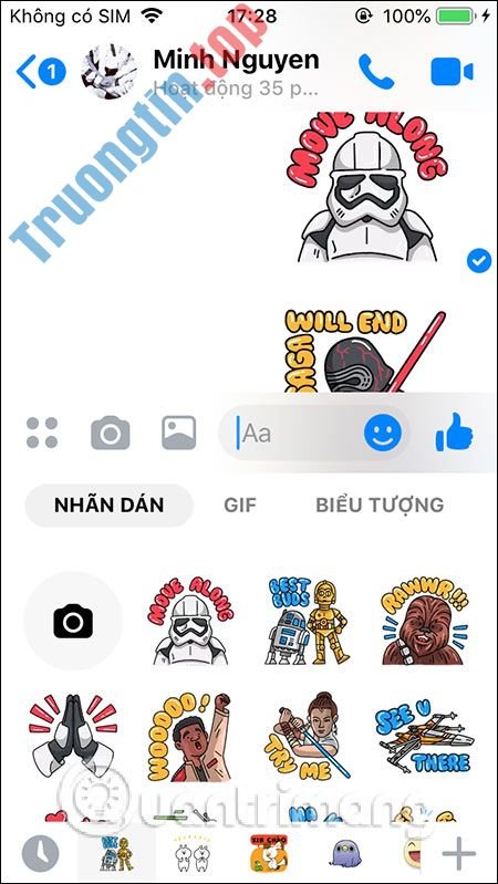 Cách&nbsp;chèn&nbsp;hiệu&nbsp;ứng&nbsp;Star&nbsp;Wars&nbsp;trong&nbsp;Messenger