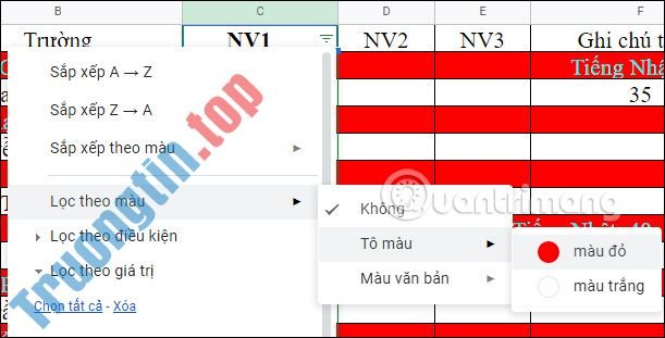 Cách&nbsp;lọc&nbsp;dữ&nbsp;liệu&nbsp;theo&nbsp;màu&nbsp;trong&nbsp;Google&nbsp;Sheets