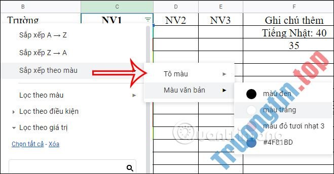 Cách&nbsp;lọc&nbsp;dữ&nbsp;liệu&nbsp;theo&nbsp;màu&nbsp;trong&nbsp;Google&nbsp;Sheets