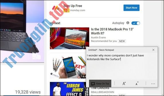 Cách&nbsp;dùng&nbsp;Neon&nbsp;Notepad&nbsp;ghi&nbsp;chú&nbsp;trên&nbsp;Windows&nbsp;10
