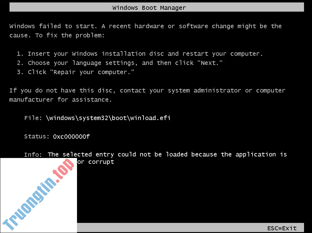 Cách&nbsp;sửa&nbsp;lỗi&nbsp;Winload.efi&nbsp;is&nbsp;missing&nbsp;trên&nbsp;Windows