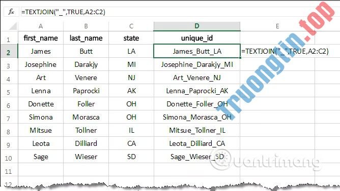Cách&nbsp;sử&nbsp;dụng&nbsp;hàm&nbsp;TEXTJOIN&nbsp;trong&nbsp;Excel&nbsp;2016