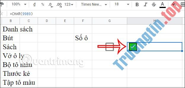Cách&nbsp;tạo&nbsp;checkbox&nbsp;trong&nbsp;Google&nbsp;Sheets