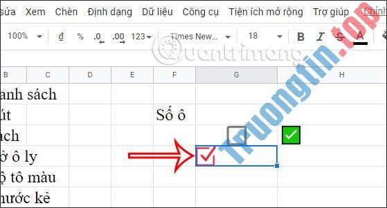 Cách tạo checkbox trong Google Sheets