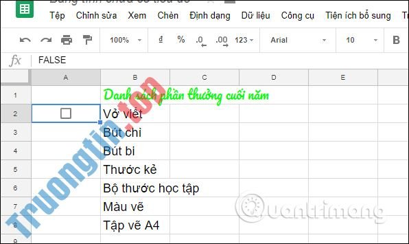 Cách&nbsp;tạo&nbsp;checkbox&nbsp;trong&nbsp;Google&nbsp;Sheets