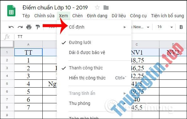 Cách&nbsp;đóng&nbsp;băng,&nbsp;ẩn&nbsp;hàng&nbsp;và&nbsp;cột&nbsp;trong&nbsp;Google&nbsp;Sheets