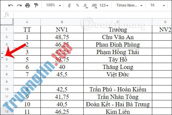 Cách đóng băng, ẩn hàng và cột trong Google Sheets